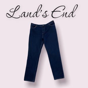 Land’s End Size 18 Deep Dark Blue Jeans 100% Cotton Straight LIKE NEW